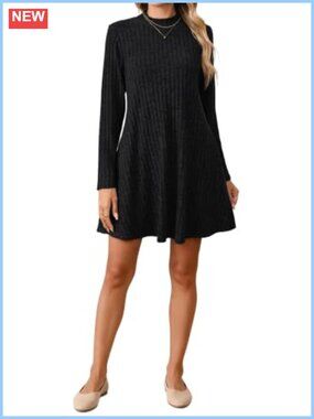 Women's Plus Size Turtleneck Sweater Dress with Pockets Long Sleeve